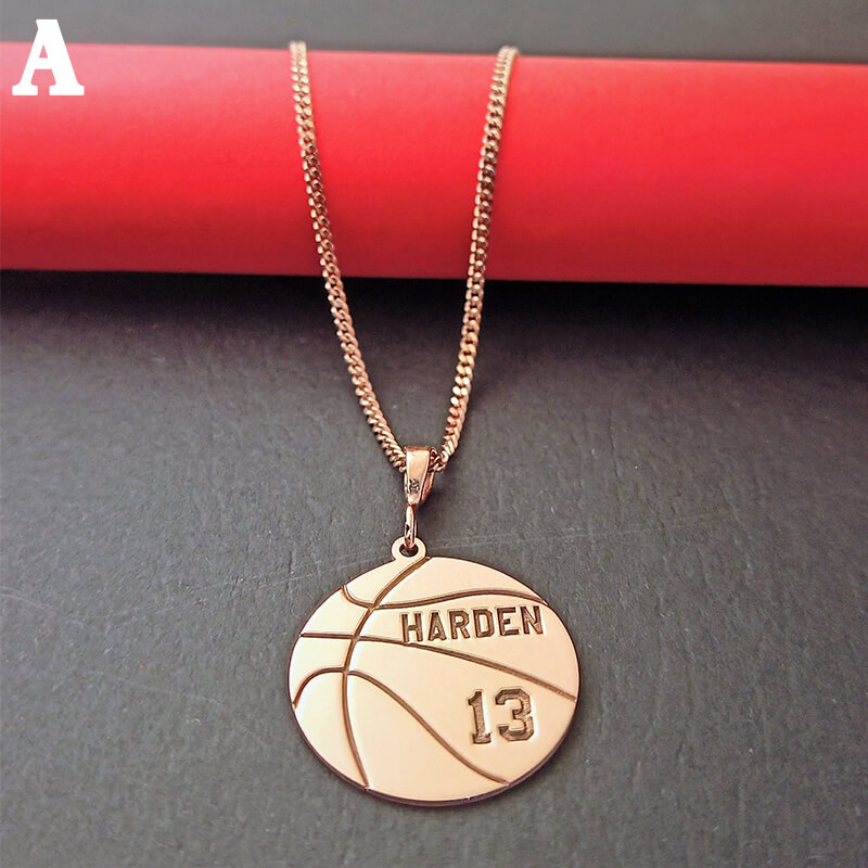 Collier de basket-ball personnalisé avec nom et numéro, bijoux