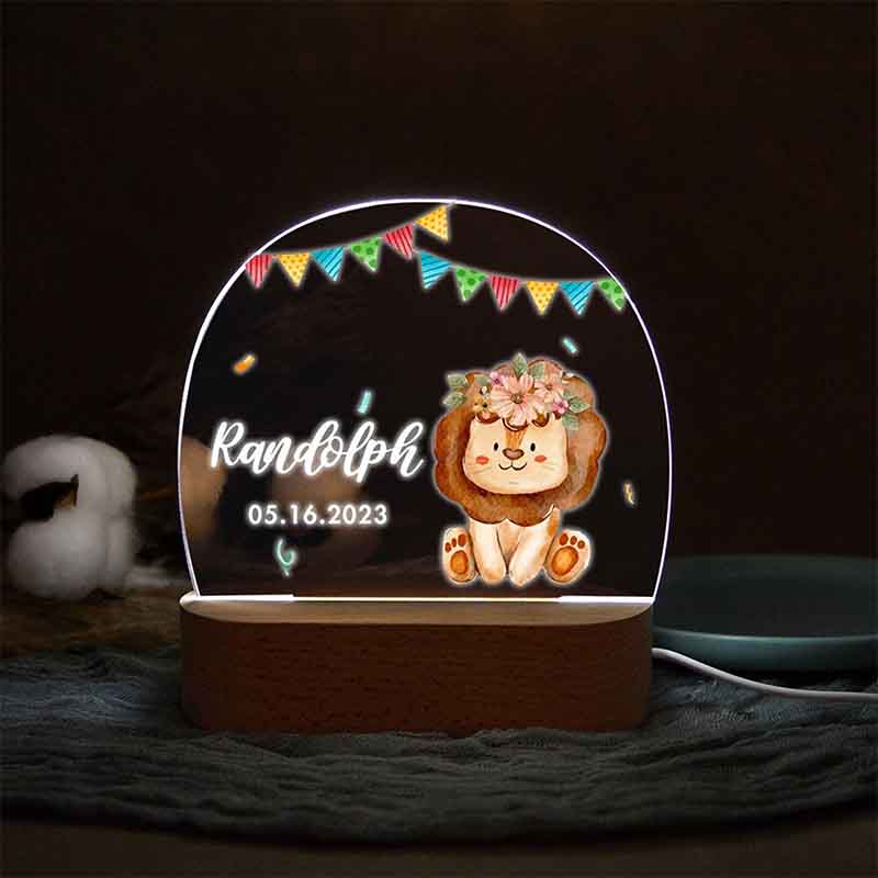 Personnalisé Bébé Éléphant Lion Led Usb Night Light Nom Personnalisé Lampe  Acrylique Pour Bébé Enfants Enfants Chambre Décoration De Maison