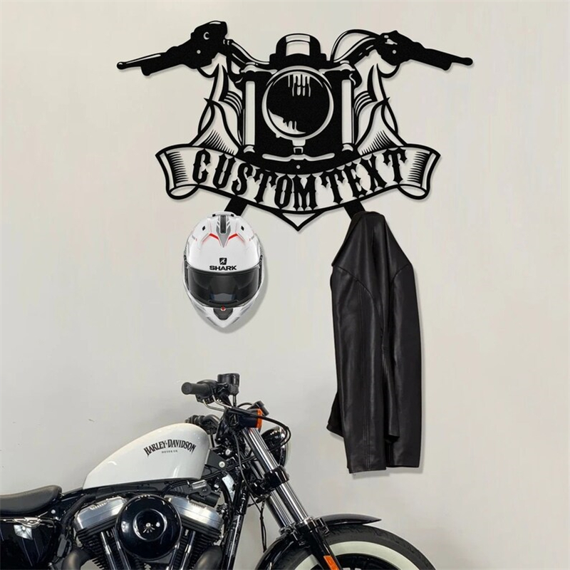Support métal mural porte casque moto personnalisé